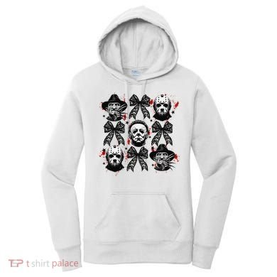 Halloween Coquette Bow Horror Characters Bow Spooky Season Women's Hoodie