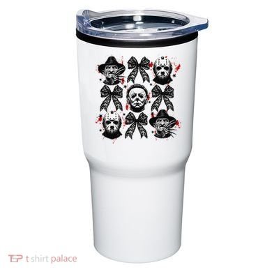 Halloween Coquette Bow Horror Characters Bow Spooky Season Tumbler