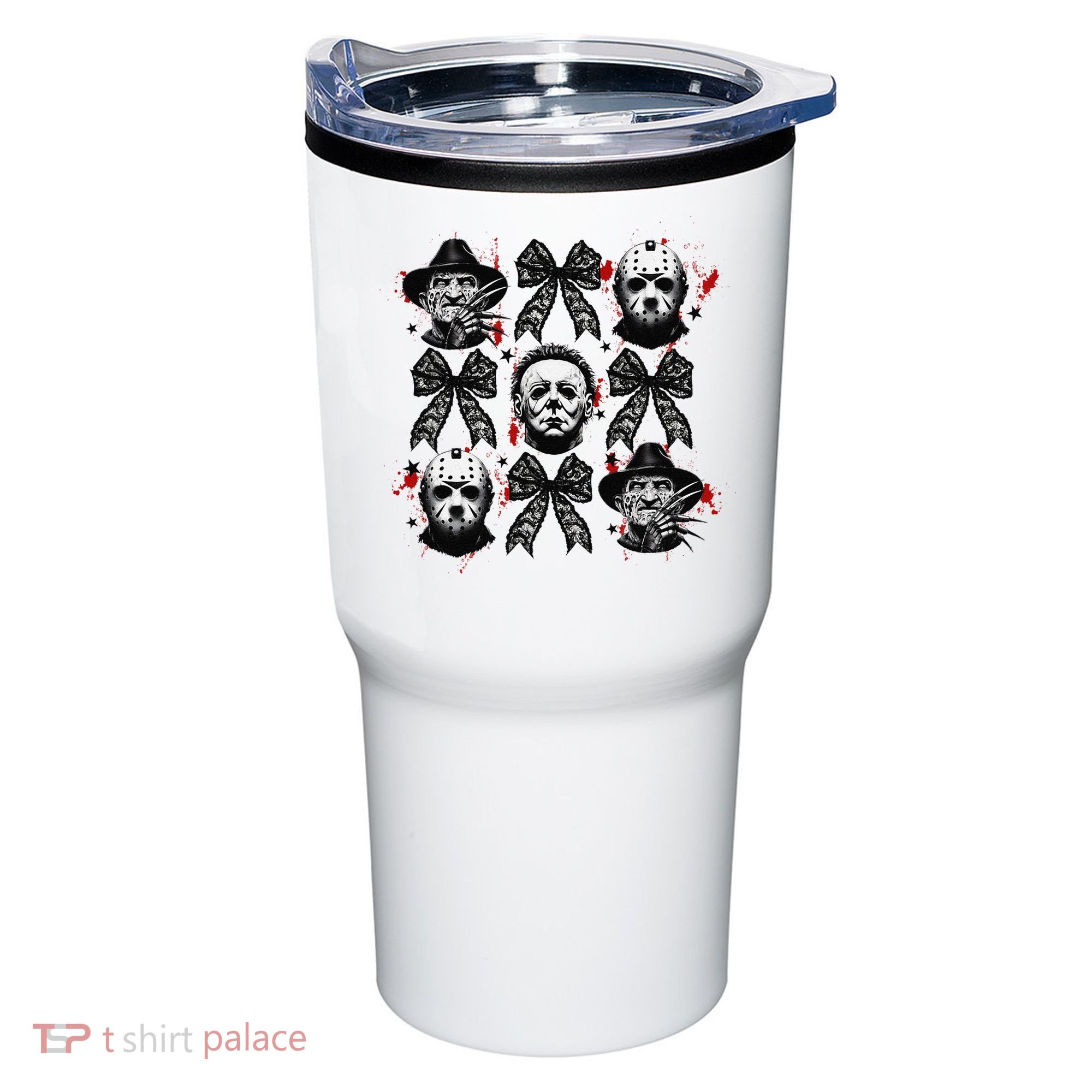 Halloween Coquette Bow Horror Characters Bow Spooky Season Tumbler