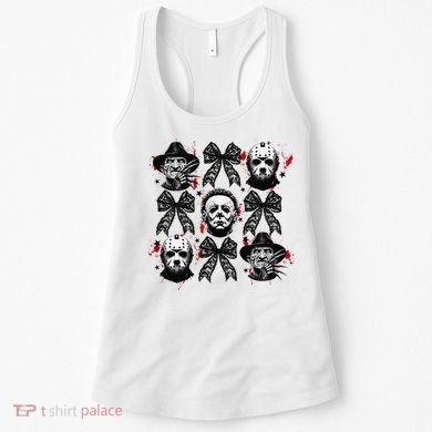 Halloween Coquette Bow Horror Characters Bow Spooky Season Women's Tank Top