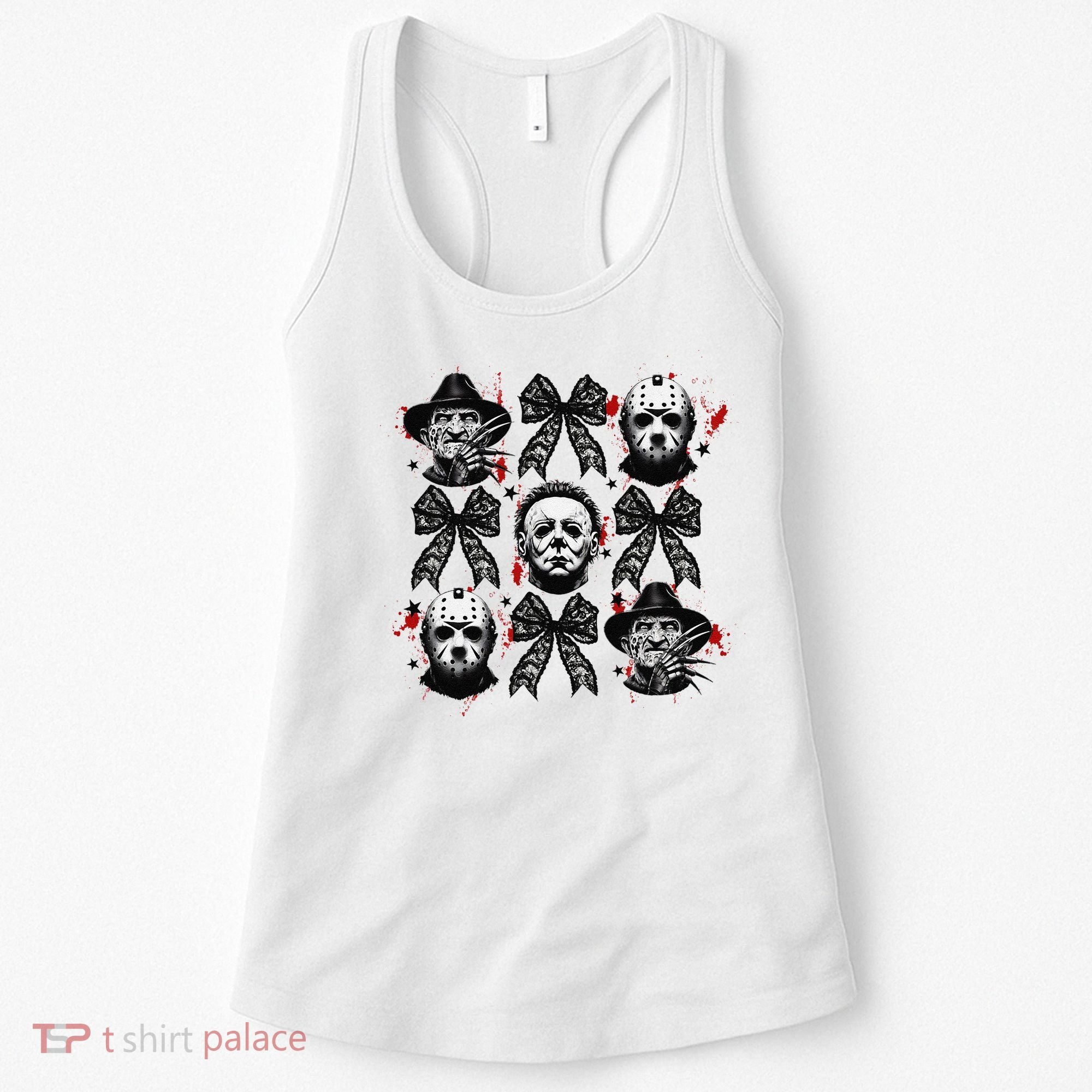 Halloween Coquette Bow Horror Characters Bow Spooky Season Women's Tank Top