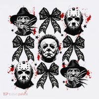 Halloween Coquette Bow Horror Characters Bow Spooky Season Women's Tank Top thumb 5