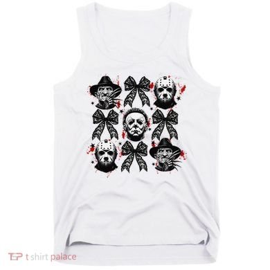 Halloween Coquette Bow Horror Characters Bow Spooky Season Tank Top