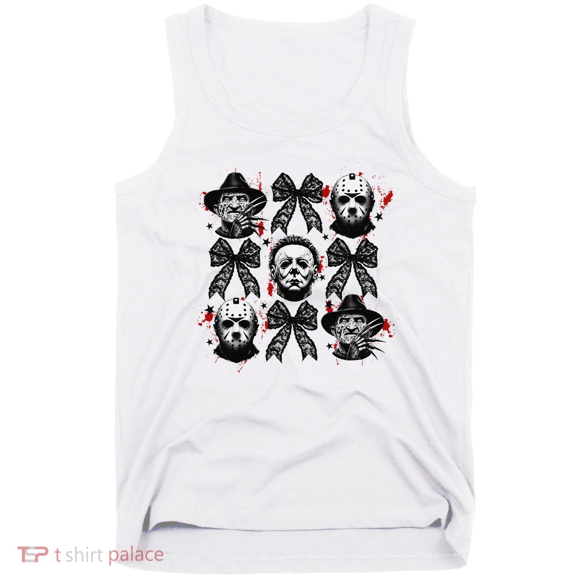 Halloween Coquette Bow Horror Characters Bow Spooky Season Tank Top