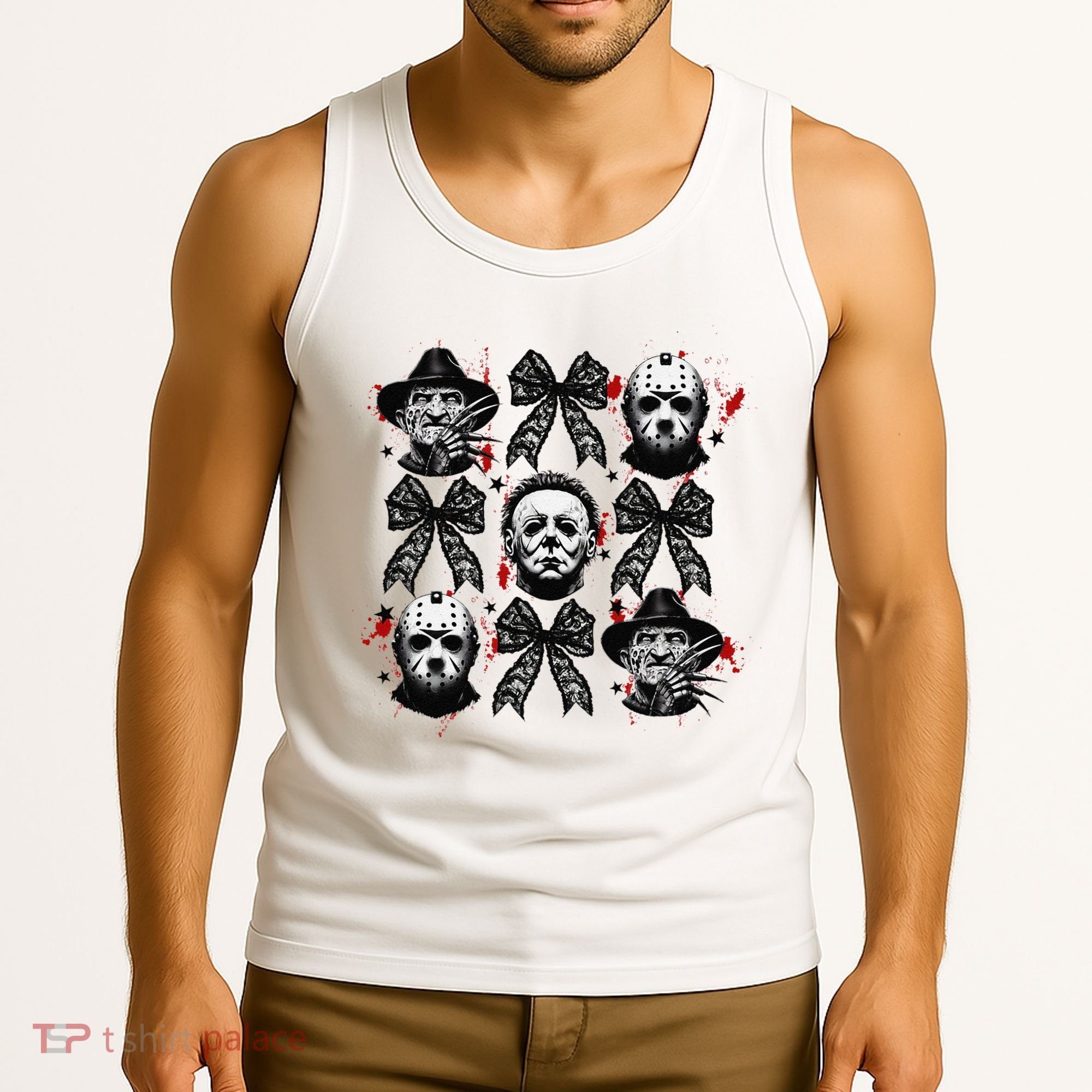 Halloween Coquette Bow Horror Characters Bow Spooky Season Tank Top
