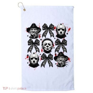 Halloween Coquette Bow Horror Characters Bow Spooky Season Golf Towel