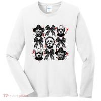 Halloween Coquette Bow Horror Characters Bow Spooky Season Women's Long Sleeve Shirt thumb 0