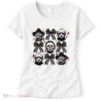 Halloween Coquette Bow Horror Characters Bow Spooky Season Women's T-Shirt thumb 0