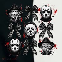 Halloween Coquette Bow Horror Characters Bow Spooky Season Toddler Fine Jersey T-Shirt thumb 2