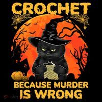 Halloween Crochet Because Murder Is Wrong For Halloween Cat Backpack thumb 2