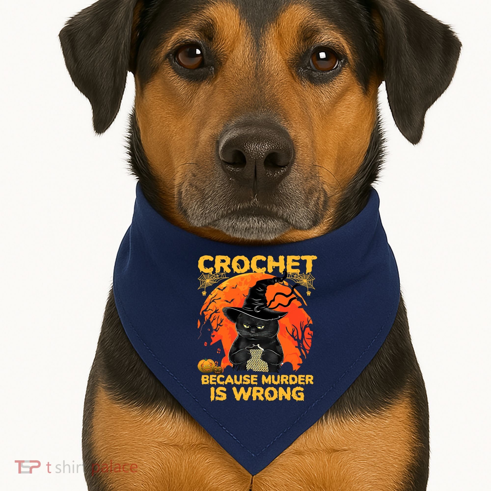 Halloween Crochet Because Murder Is Wrong For Halloween Cat USA-Made Doggie Bandana