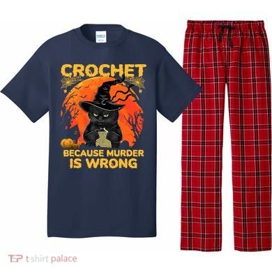 Halloween Crochet Because Murder Is Wrong For Halloween Cat Pajama Set
