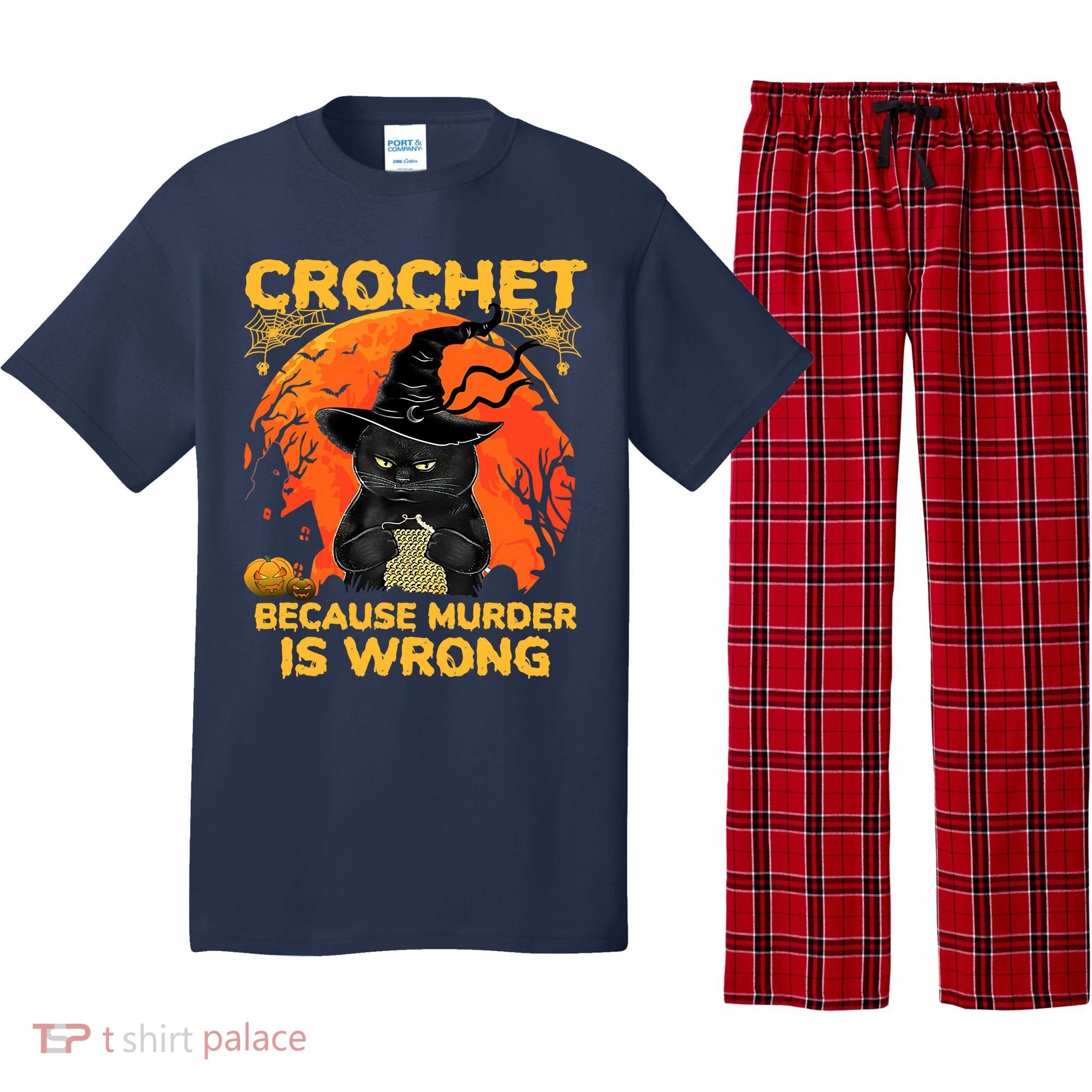 Halloween Crochet Because Murder Is Wrong For Halloween Cat Pajama Set