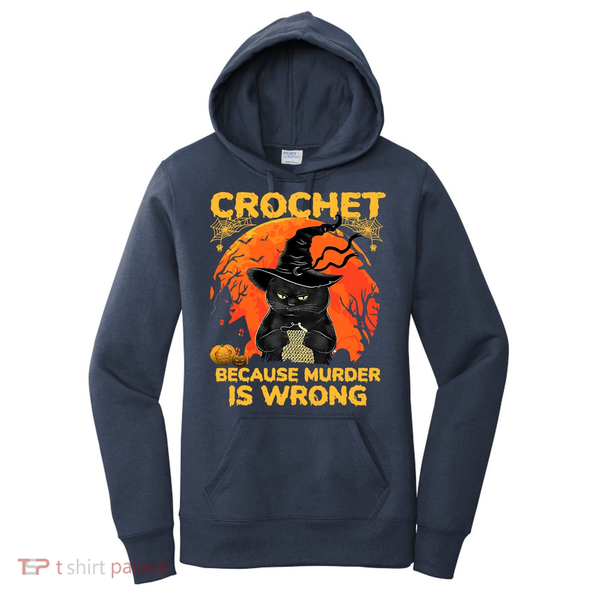 Halloween Crochet Because Murder Is Wrong For Halloween Cat Women's Hoodie