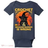 Halloween Crochet Because Murder Is Wrong For Halloween Cat Baby Bodysuit thumb 0