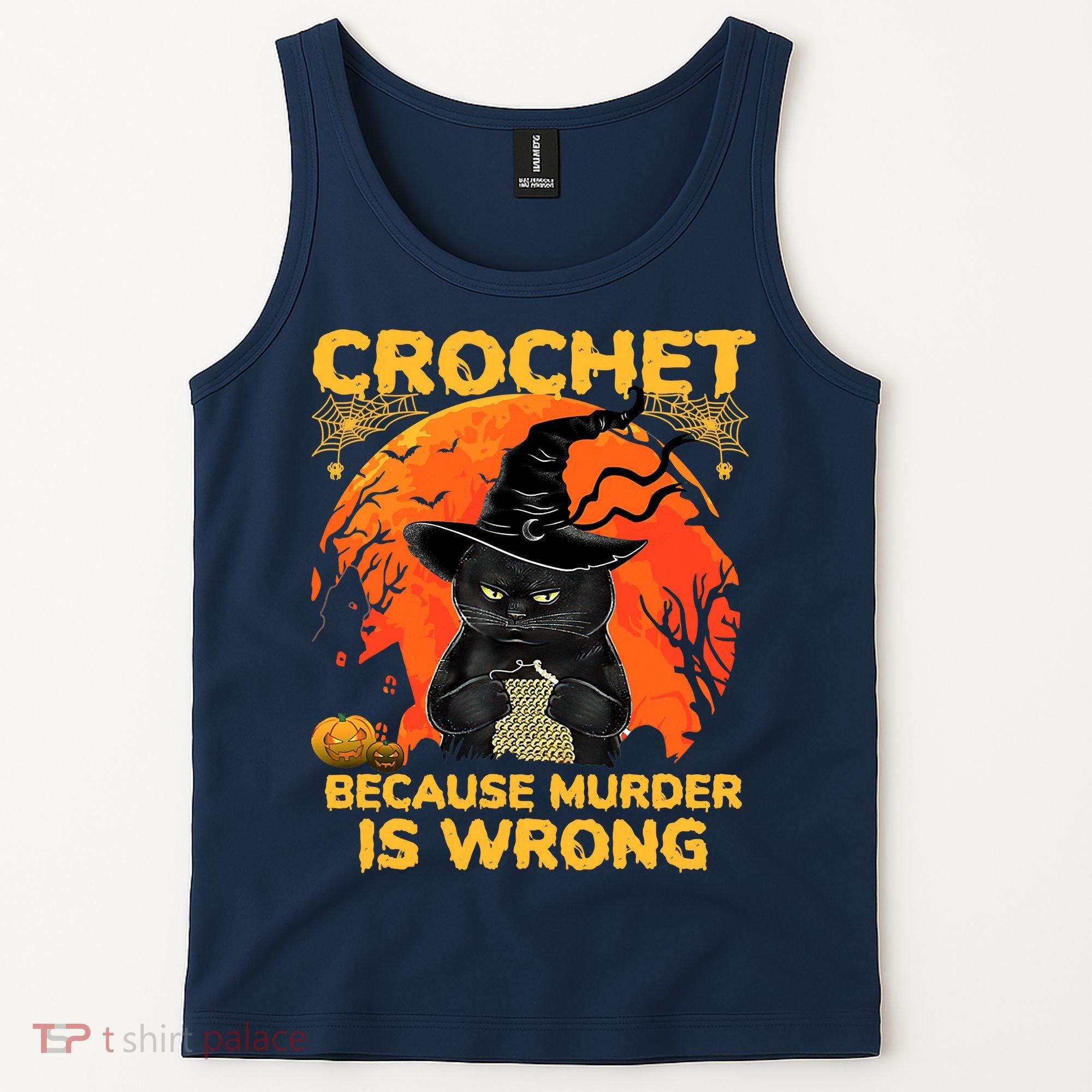 Halloween Crochet Because Murder Is Wrong For Halloween Cat Tank Top