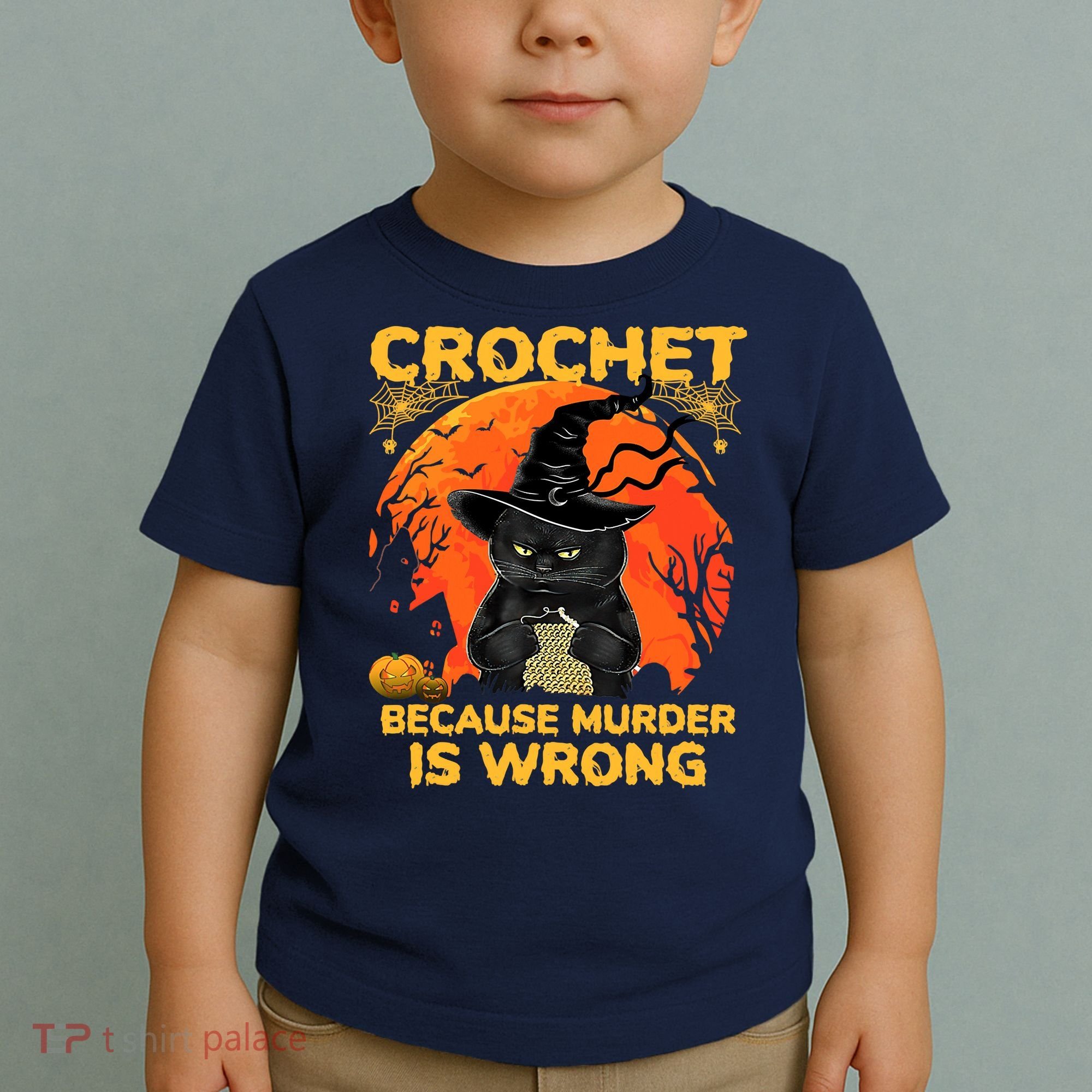 Halloween Crochet Because Murder Is Wrong For Halloween Cat Toddler T-Shirt