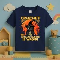 Halloween Crochet Because Murder Is Wrong For Halloween Cat Toddler T-Shirt thumb 3