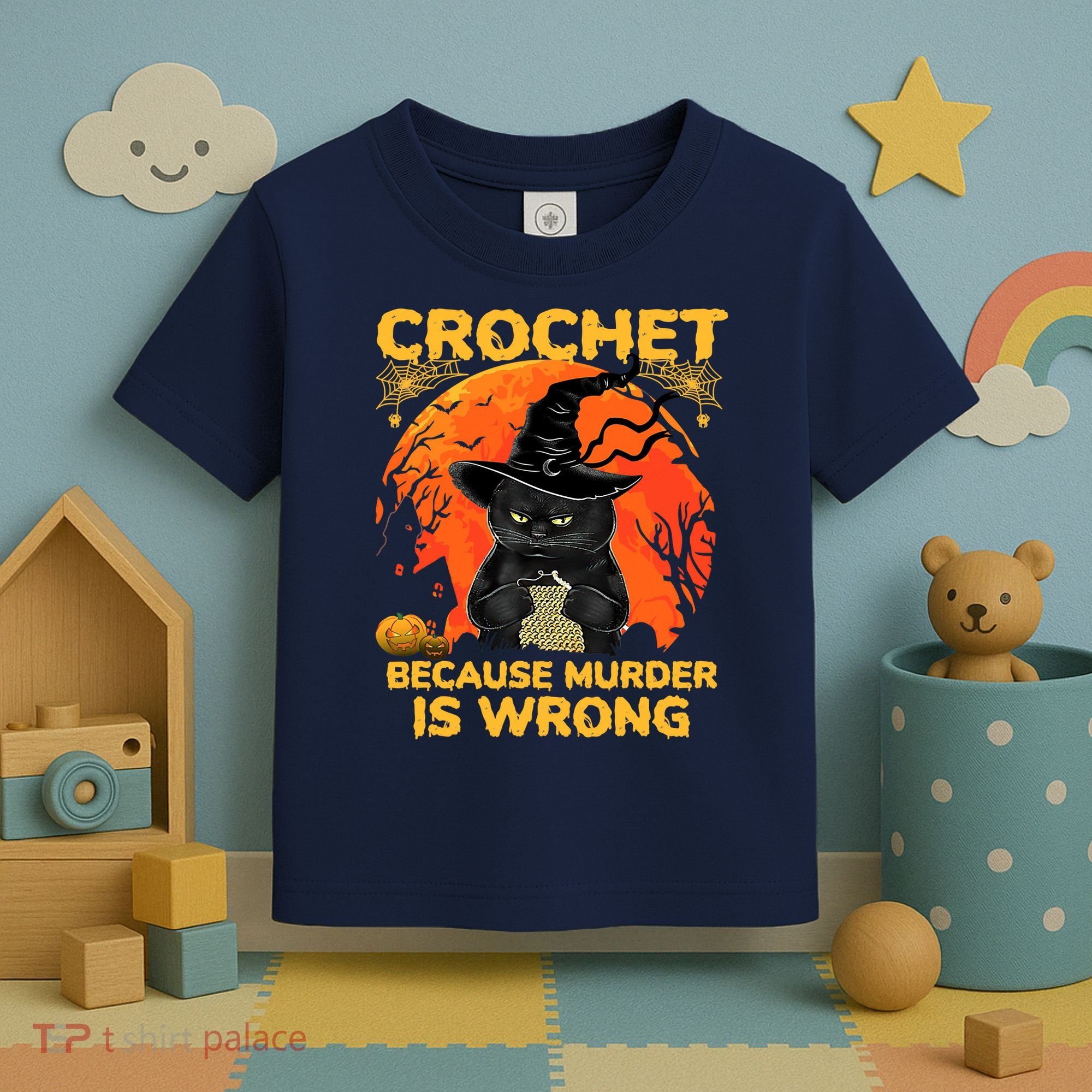 Halloween Crochet Because Murder Is Wrong For Halloween Cat Toddler T-Shirt