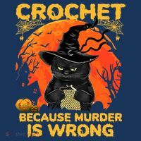 Halloween Crochet Because Murder Is Wrong For Halloween Cat Kids T-Shirt thumb 4