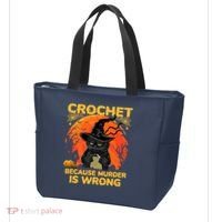 Halloween Crochet Because Murder Is Wrong For Halloween Cat Tote Bag thumb 3