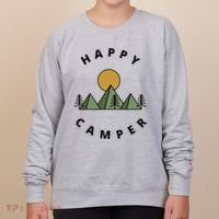 Happy Camper Camping Camp Forest Mountains Minimalist Women's Sweatshirt thumb 0