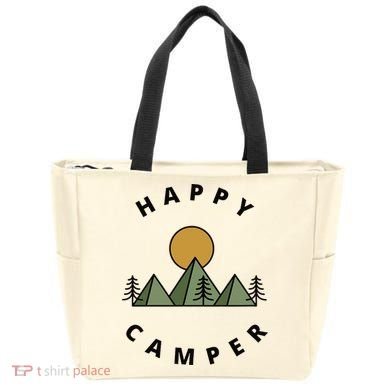 Happy Camper Camping Camp Forest Mountains Minimalist Tote Bag