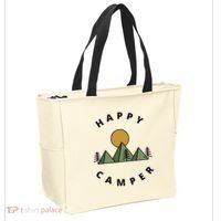 Happy Camper Camping Camp Forest Mountains Minimalist Tote Bag thumb 2