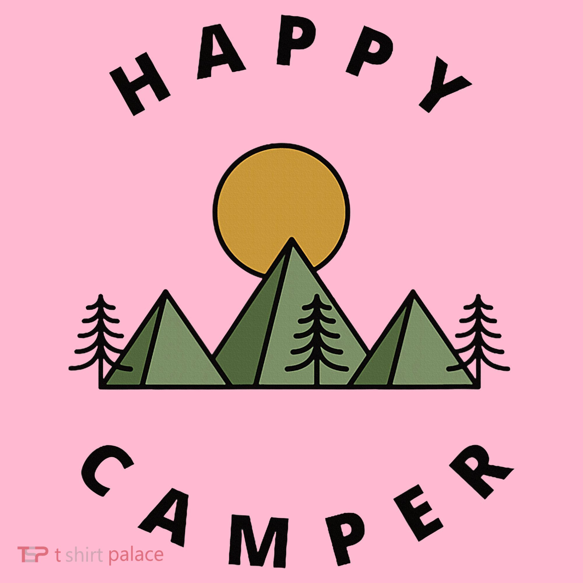 Happy Camper Camping Camp Forest Mountains Minimalist Coaster