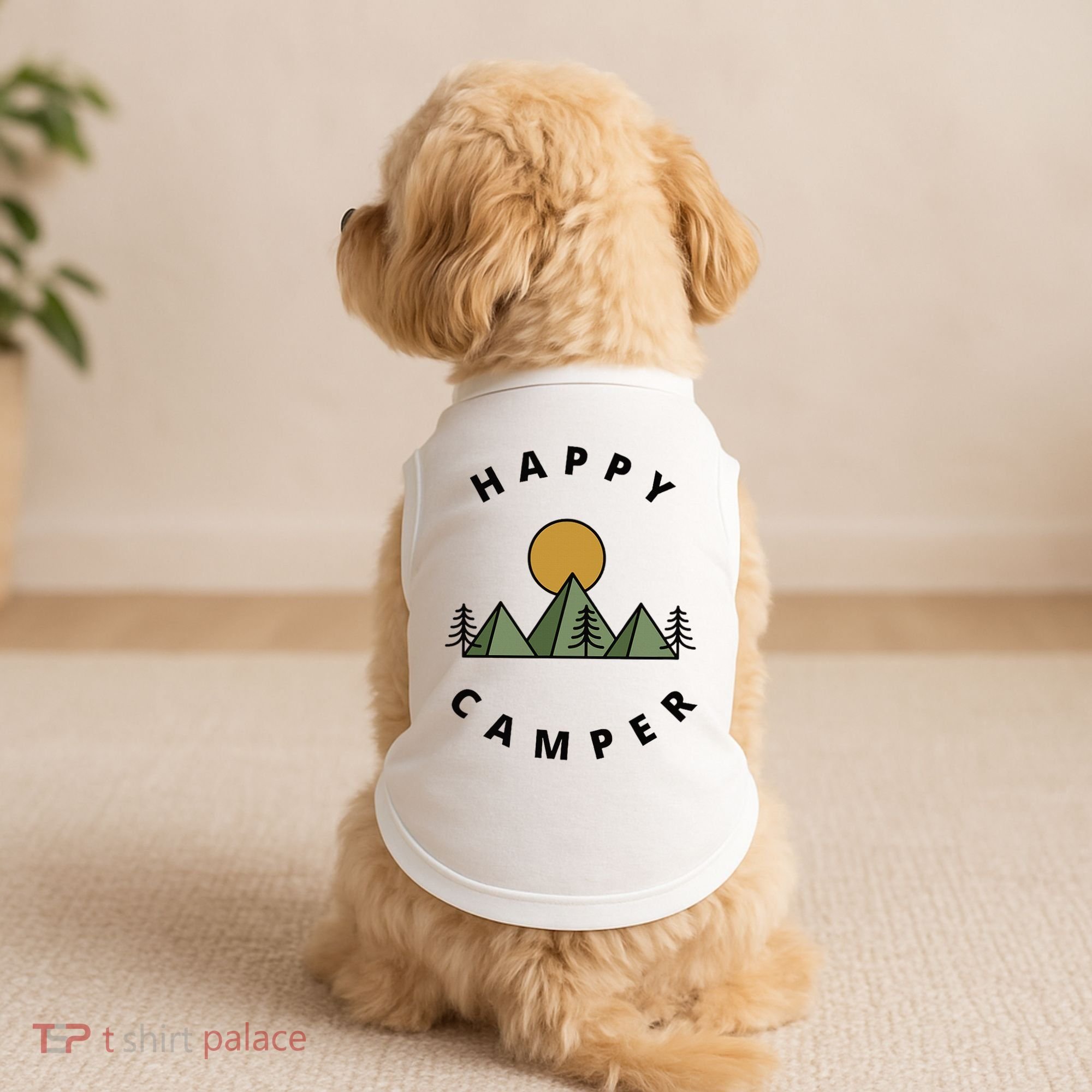 Happy Camper Camping Camp Forest Mountains Minimalist Doggie Tank