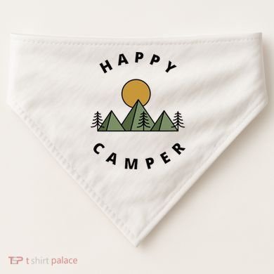 Happy Camper Camping Camp Forest Mountains Minimalist USA-Made Doggie Bandana