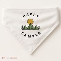 Happy Camper Camping Camp Forest Mountains Minimalist USA-Made Doggie Bandana thumb 0
