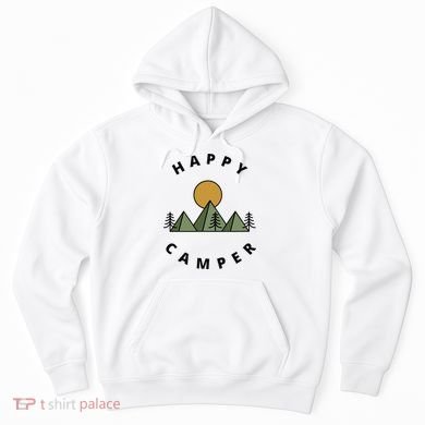 Happy Camper Camping Camp Forest Mountains Minimalist Hoodie