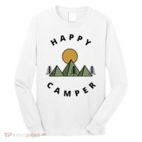 Happy Camper Camping Camp Forest Mountains Minimalist Long Sleeve Shirt thumb 0