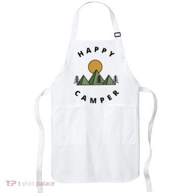 Happy Camper Camping Camp Forest Mountains Minimalist Apron