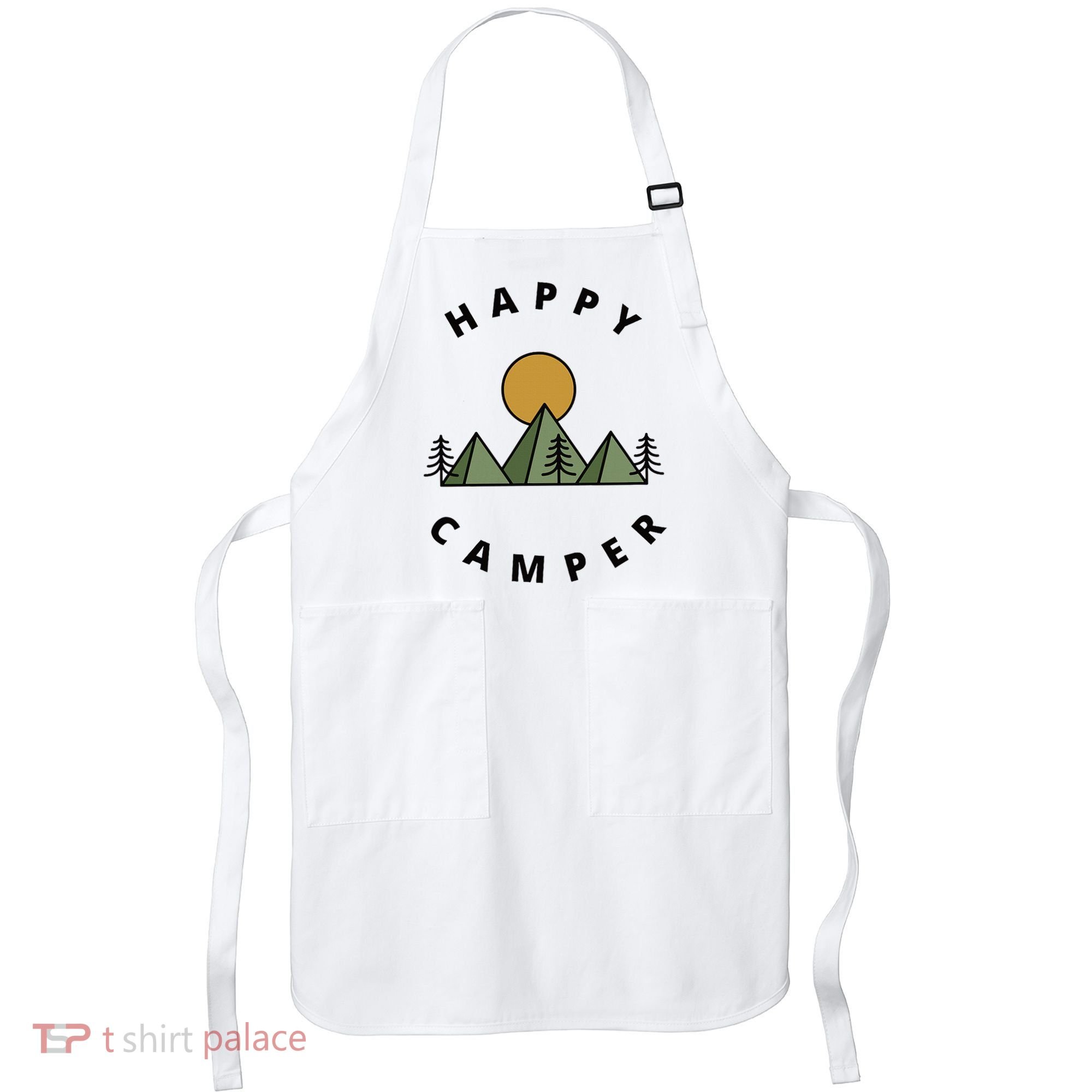 Happy Camper Camping Camp Forest Mountains Minimalist Apron