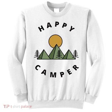 Happy Camper Camping Camp Forest Mountains Minimalist Sweatshirt