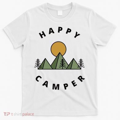 Happy Camper Camping Camp Forest Mountains Minimalist T-Shirt