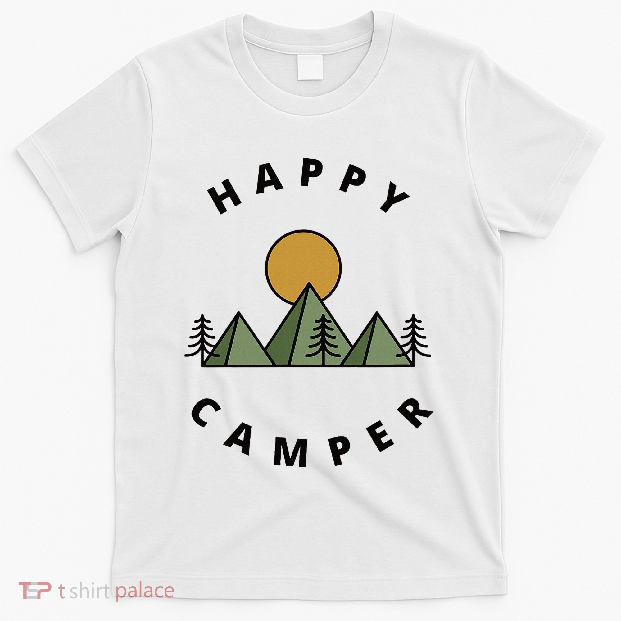 Happy Camper Camping Camp Forest Mountains Minimalist T-Shirt