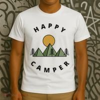Happy Camper Camping Camp Forest Mountains Minimalist T-Shirt thumb 3