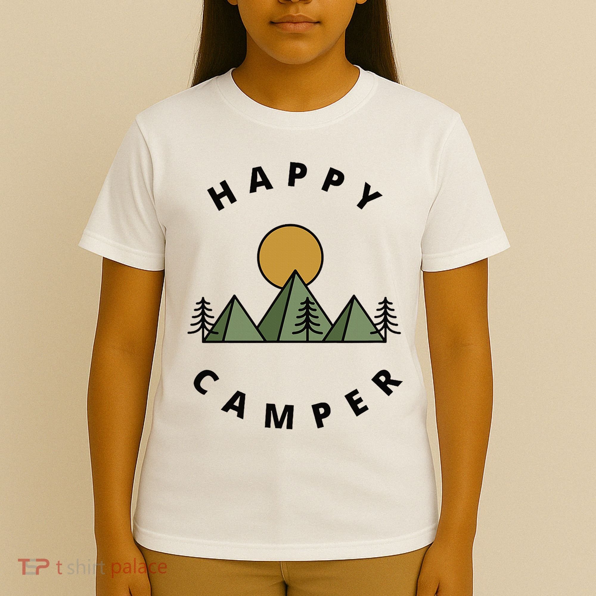 Happy Camper Camping Camp Forest Mountains Minimalist T-Shirt
