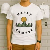 Happy Camper Camping Camp Forest Mountains Minimalist T-Shirt thumb 6