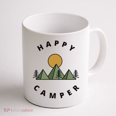 Happy Camper Camping Camp Forest Mountains Minimalist Coffee Mug back