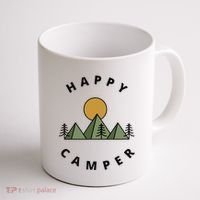 Happy Camper Camping Camp Forest Mountains Minimalist Coffee Mug thumb 1