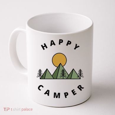 Happy Camper Camping Camp Forest Mountains Minimalist Coffee Mug