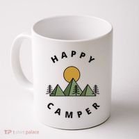 Happy Camper Camping Camp Forest Mountains Minimalist Coffee Mug thumb 0