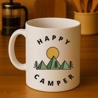 Happy Camper Camping Camp Forest Mountains Minimalist Coffee Mug thumb 4