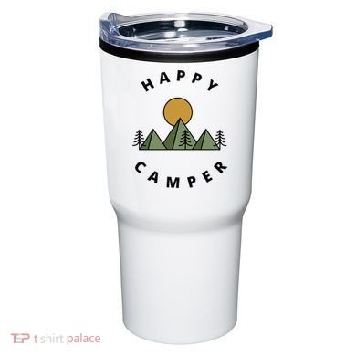 Happy Camper Camping Camp Forest Mountains Minimalist Tumbler