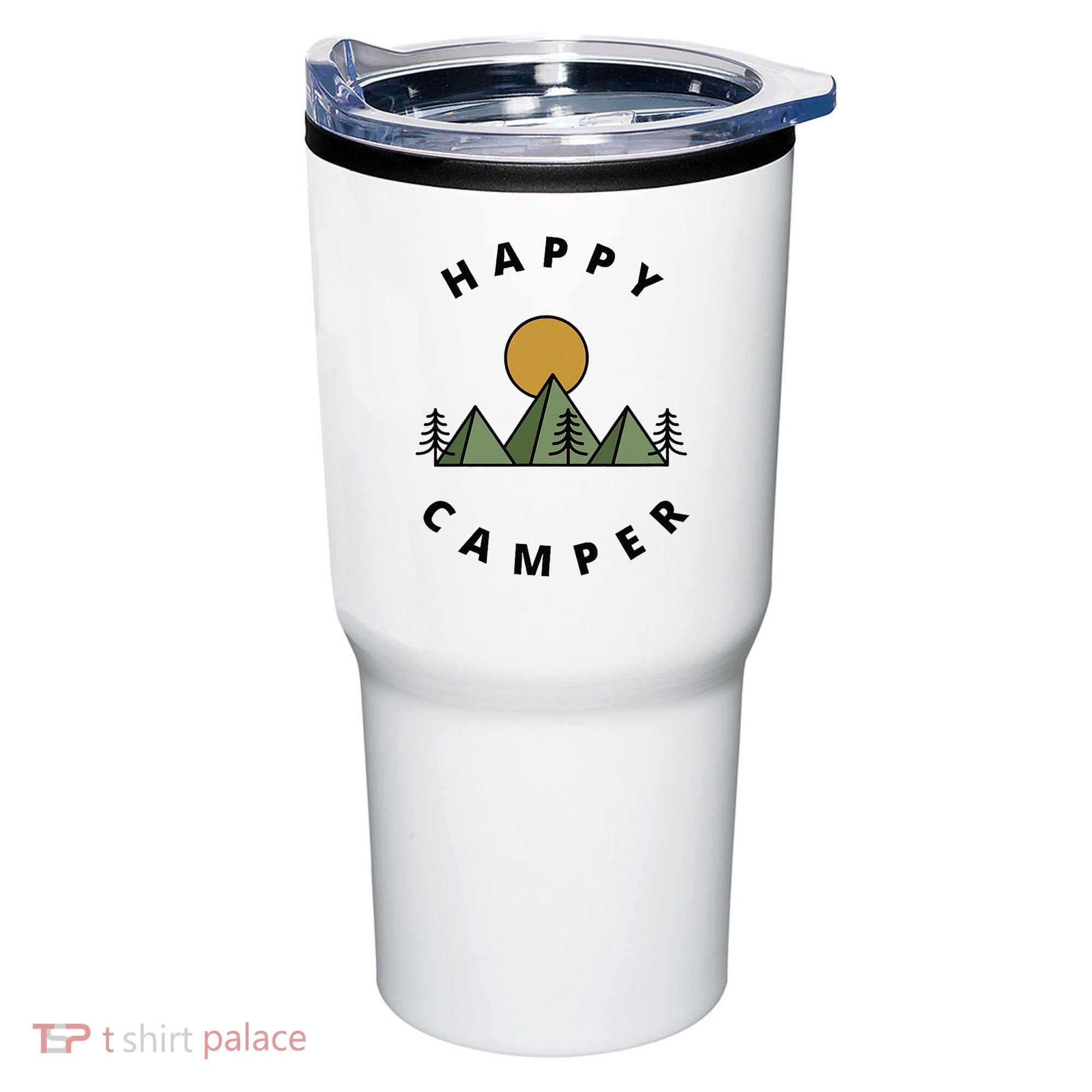 Happy Camper Camping Camp Forest Mountains Minimalist Tumbler