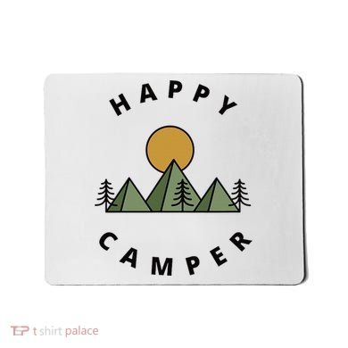 Happy Camper Camping Camp Forest Mountains Minimalist Mousepad